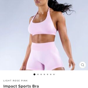 Women's Light Rose Pink Impact Sports Bra/ Short Set